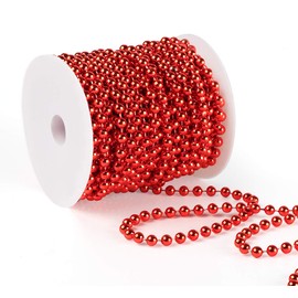 Anstore Pearl Ribbon Pearl Necklace Pearl Garland Bead String Christmas Advent Wedding Decoration Table Decoration, Gold, 15 Metres