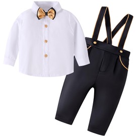 Booulfi Baby Boys Christening Clothes Cotton Fabric Christening Suit 3-Piece White, #235 Black