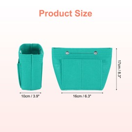 QUARKZMAN Pocket Organiser Insert, Portable Felt Organiser Bags with Press Stud Multiple Compartments Pocket Lining for Curved Satchel, Carry Bag (17cm x 10cm x 16cm, Cyan)
