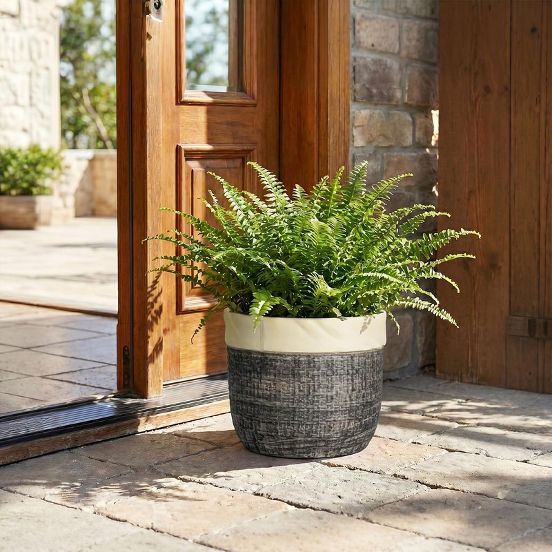 9.8 Inch Planter, Ceramic Planter, Round Pot for Plants, Light
