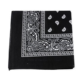 NYFASHION101 Unisex Double Sided Print Paisley Cotton Bandana Head Wrap Scarf, Black