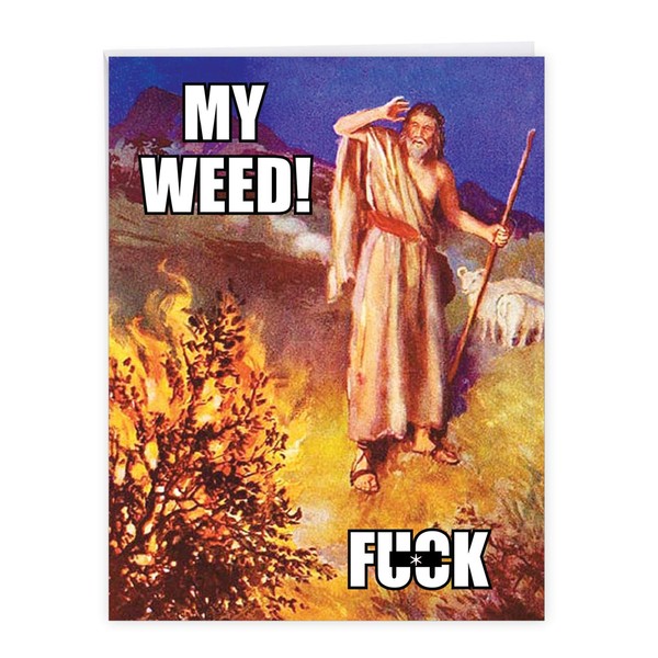 Extra Large Birthday Card With Envelope 8.5 x 11 Inch - Funny 'Moses' Card' Happy Note Card - Moses Burning Weed Appreciation and Bday Card for You - J4300