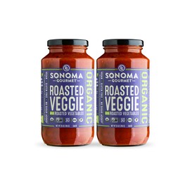 Sonoma Gourmet Roasted Veggies Pasta Sauce | USDA Organic, Non-GMO, Gluten-Free and No Sugar Added | Made With Fresh Ingredients | 25 Ounce Jars (Pack of 2)