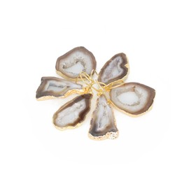 Dazzle Appeal Bespoke Unique Geode Agate Slice Druzy Gold and Silver dangle earrings for Women gemstone size approximately 30-40mm Long (Brown, Gold Plated Brass)