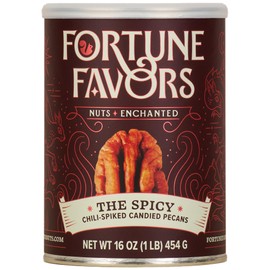 Fortune Favors Candied Pecans, Sweet and Salty Snack, Hand Crafted in Small Batches, USA-Grown (16oz, Spicy)