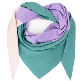 Gloop Women's Scarf XXL Knitted Triangle Scarf Cotton Triangular Scarf Muslin Scarf Without Scratching on Skin Made in Italy, Light green, light pink, light purple, Unit size