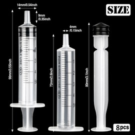 8 Pack 5ml Plastic Syringe with Measurement, Disposable Sterile Syringes, 5 ml Syringe for Liquids, Measuring Syringe Tools for Experimental Measurement, Pet Feeding and Plant Watering