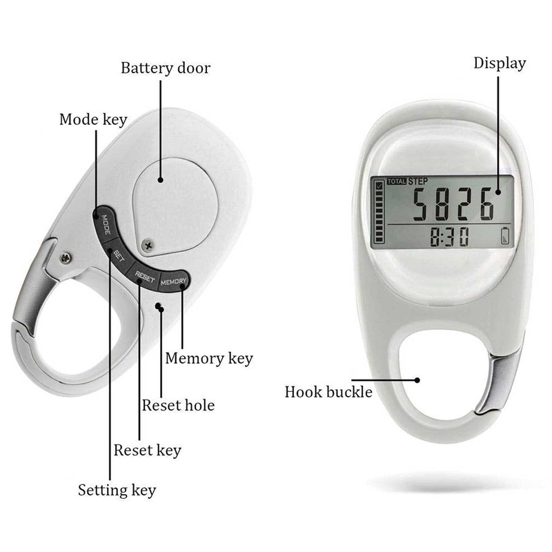 Gzvxuny Walking Pedometerwith Clip, Multifunctional Step Counter with Large LCD