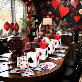 Zhanmai 24 Pcs Casino Favor Boxes 6.7 x 5.5 x 5.5 Inch Paper Poker Boxes Casino Table Decorations for Las Vegas Game Night Birthday Party Themed Centerpieces Decorations