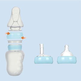 SIQITECHNO Drinking Aids Feeding Cup with Three Style Spoon Straw Teat for Disabled and Elderly Dysphagia Cups for Adults Drink Water Soup Porridge Squeeze Controlled Flow Feeding Bottle 180ml