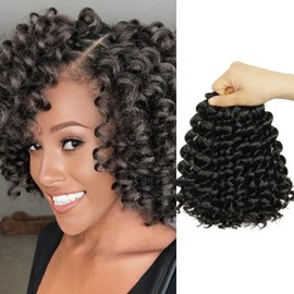 BECUS 3 Packs Gogo Crochet Braids Hair Extensions for Black Women Water Wave Braiding Hair Curl Crochet Synthetic Hair Extensions 24 Root/Pack(#1B)