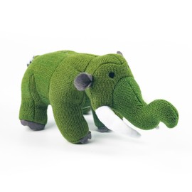Knitted Mastodon Dinosaur Baby Rattle Moss Green, Suitable from Birth
