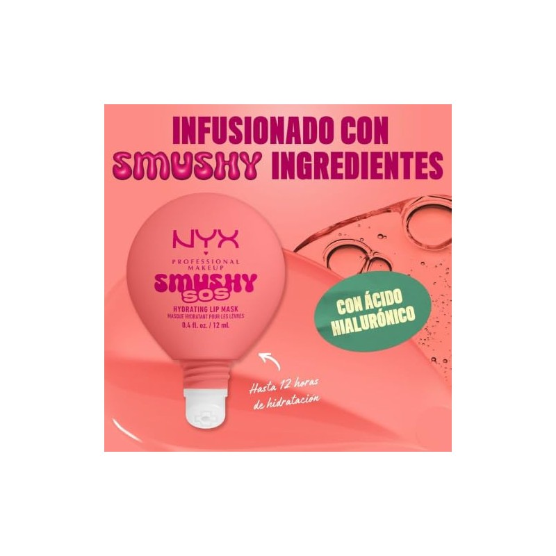 NYX Professional Makeup, Smushy SOS, Mascarilla Hidratante para Labios, Tono
