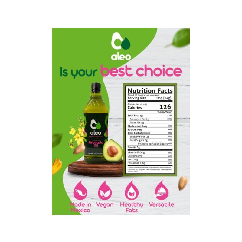 ALEO, Cooking blend avocado oil, Keto, Perfect for frying, grilling,