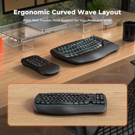 MEETION Wave Ergonomic Split Keyboard with Separate Numeric Keypad