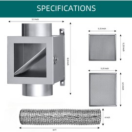 Metal Dryer Lint Trap, Dryer Duct Lint Trap for Dryer Vent, Indoor Dryer Vent Kit with 4inch Dryer Vent Hose, 2 Clamps, 2 Stainless Steel Mesh, Dryer Lint Catcher Outdoor Lint Trap for Electric Dryers