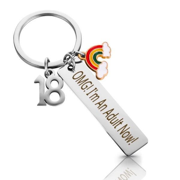Prasacco Keychain 18th Birthday Gifts for Girls/Boys, Stainless Steel OMG!