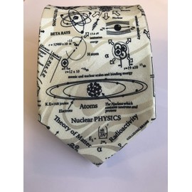 Nuclear Physics Novelty Tie with Science Themed Physics Calculations & Equipment for Men, Teacher Gift with Cream Background