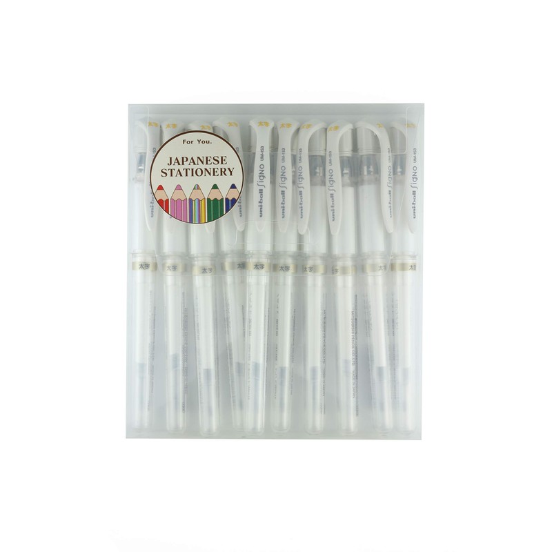 Uni Ball Signo UM-153,1.0mm, Gel Ink Rollerball Pens, White, 10