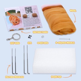 luokefe Needle Felting Kits with Instruction, Needle Felting Supplies Kits with Tools, Animals DIY Needle Felting Set with Foam Mat for Handcraft Project Beginners