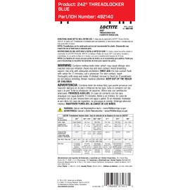 LOCTITE 242 Threadlocker for Automotive: High-Temp, Medium-Strength, Anaerobic, All Purpose TYPICAL APPLICATIONS, Works on all Metals| Blue, 36 ml Bottle (PN: 37477 - 492140)