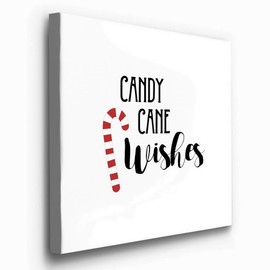 Renditions Gallery Canvas Christmas Wall Art Red White Xmas Candy Cane Wishes Abstract Hanging Artwork for Bedroom Office Home Kitchen Decorations - 24"X24" LT05