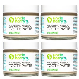 Uncle Harry's Spearmint Remineralizing Toothpaste | Natural Whitening Tooth Paste Freshens Breath & Promotes Enamel | Vegan Fluoride Free Toothpaste Pack of 4