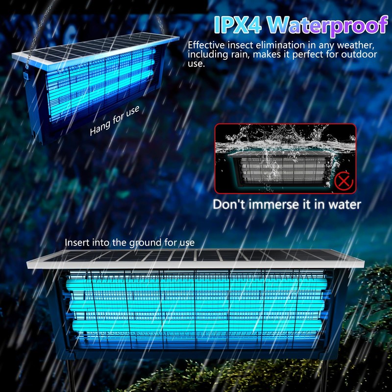 Powerful Large Solar Bug Zapper Outdoor for 4000 sq.ft, Rechargeable