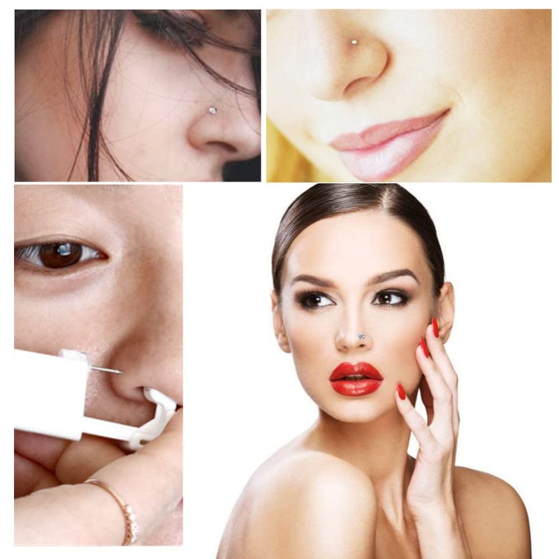 Suskriyocic 2 Pack Disposable Sterile Nose Piercing Kit Tool with