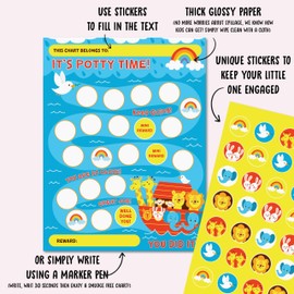 Potty Training Toilet Reward Chart for Boys Girls Kids Toddlers x10 pcs - Noah's Ark Potty Chart - Toilet Time for School Teaching Or Home Training - Potties Stickers Board by Central 23