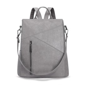 HUA ANGEL Elegant Women's Backpack Shoulder Bag 2 in 1 Anti-Theft Daypack Waterproof PU Leather Daypack Shoulder Bag Lightweight for Daily Travel Shopping School, Grey #2, Daypack Backpacks