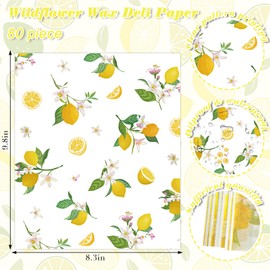 150 Sheets Lemon Deli Paper, 9.8 x 8.3in Watercolor Lemon Pattern Grease Resistant Proof Sandwich Wrap Paper Liners Greaseproof for Fruit-Themed Home Kitchen (A)