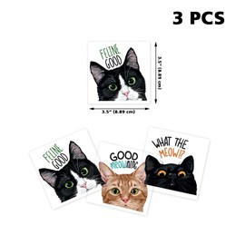 WIRESTER Set of 3 Heat Transfer Iron on Patches Stickers, DIY Iron on Transfer Decals for Clothes Shirts Jeans Jackets Bag - Cat Faces