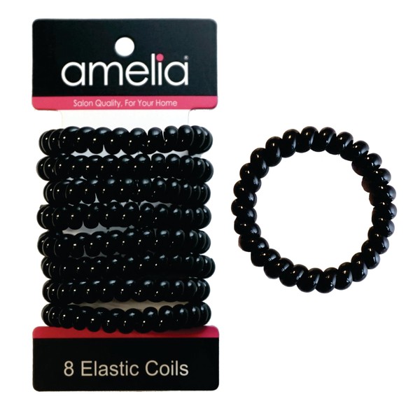 8 Large Smooth Elastic Hair Coils, 2.5in Diameter, Large Size,
