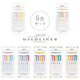 Zebra Mildliner WKT7-5C-NC-N Highlighter, Astringent Mild Color, NC5 Colors