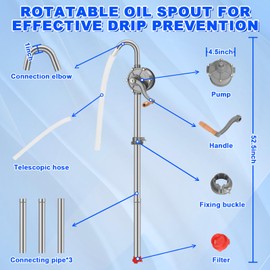55 Gallon Drum Pump, Barrel Pump 55 Gallon, Manual Oil Drum Pump for 5 to 55 Gallon Drums, Fits 5 to 55 Gallon Drums
