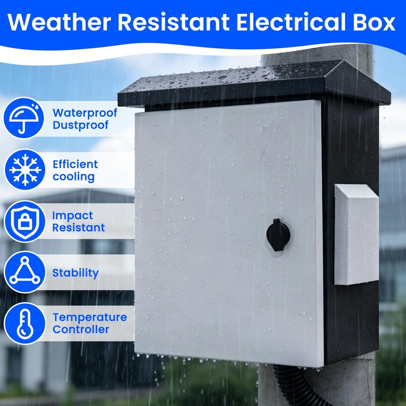 Waterproof Outdoor Electrical Box with Thermostat & Fan, 15.7" H