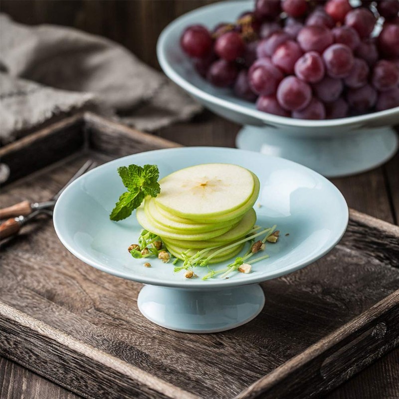 Kelendle Ceramic Footed Bowl Round Pedestal Bowl Fruit Bowl Holder