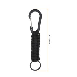 PATIKIL Paracord Keychain, Braided Lanyard Key Clip D Rings Leather Belt Survival Keychains for Keys, Men, Women, Black