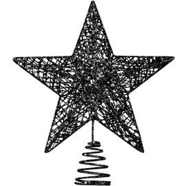 URATOT Glittered Christmas Tree Topper Metal Christmas Treetop Hallow Wire Star Topper for Christmas Home Decoration