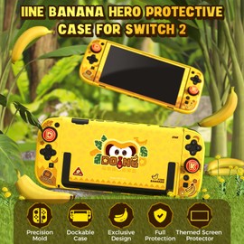IINE Dockable Protective Case for Switch 2, Hard Shell Case Cover Compatible for SN2, Switch 2 Case Protector with Joypad Grip Covers and 2 Joystick Caps (Protective Case with Screen Protector)