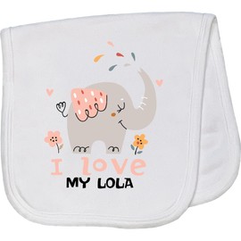inktastic Cute Elephant - Gift from Grandma, I Love My Lola Grandson Baby Burp Cloth White 45189