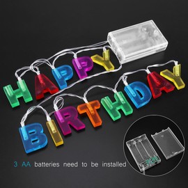 LEDMOMO Happy Birthday Lights Lichterkette mit 13 LEDs, batteriebetrieben, für den Innenbereich, Weihnachten, Geburtstag, Party, mehrfarbig