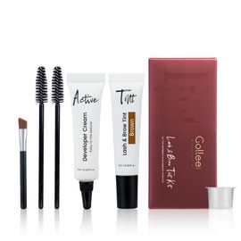 GOLLEE Eyebrow Color Kit, Professional Formula Eyelash and Brow Color Kit with Complete Tools for Salon Or at Home Use, Natural Ingredients Long Lasting Safe & Easy to Use - Brown