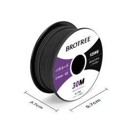 Brotree Paracord 0.09 inch (2.4 mm), 4 Cores, Tactical Cord, Versatile Rope, 78.4 ft (30 m), Load Capacity 275.6 lbs (125 kg), Guy Rope, Cord for Camping, Outdoor Accessories-Black
