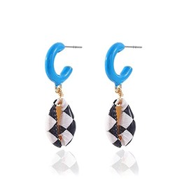 Beach Summer Natural Shell Earrings Black And White Checkered Pendant Earrings Women'S Jewelry