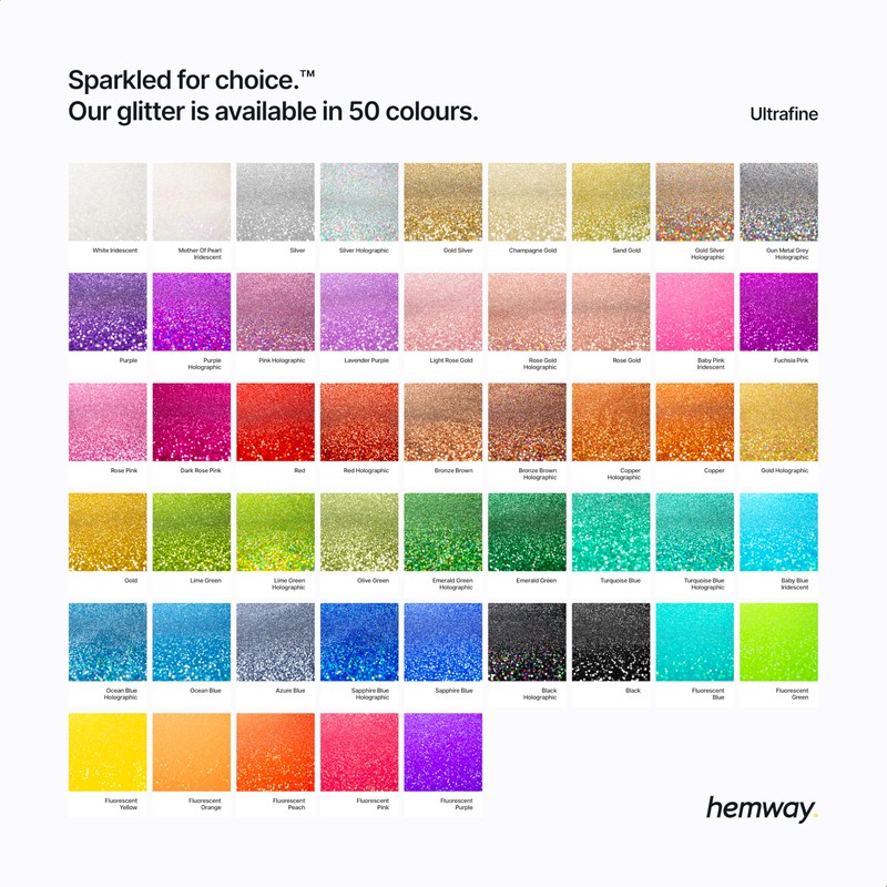 Hemway Ultra Sparkle Glitter White Iridescent 100g Ultrafine