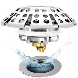 Anlige Bathtub Drain Stopper, Pop Up Tub Stopper with Drain Hair Catcher, Bathtub Plug and Cover with Strainer, Universal for 1.5 to 2in Tub Drain Hole