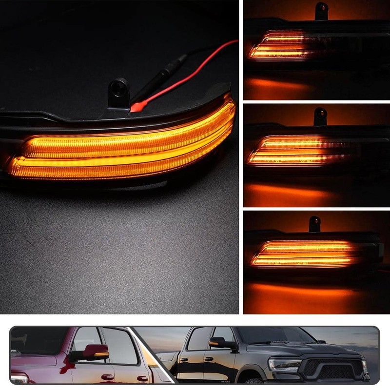 2Pcs Amber Sequential Blink Dynamic LED Side Mirror Marker Lights