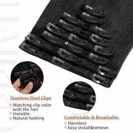 Hairro Clip in Hair Extensions Human Hair (10 Inch #Grey) Remy Human Hair Light Real Human Hair Clip in Extension for Women for Party Concert Date 50g 8PCs